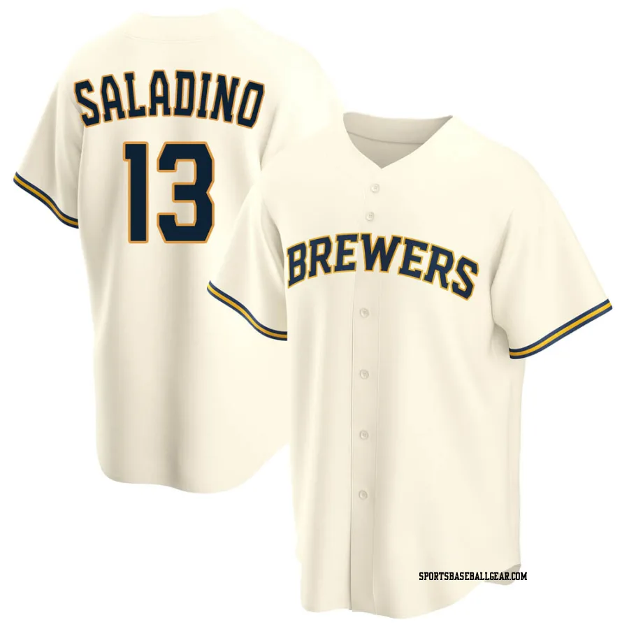 Tyler Saladino Youth Milwaukee Brewers Cream Replica Home Jersey