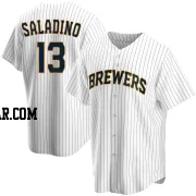 Tyler Saladino Youth Milwaukee Brewers White Replica Home Jersey