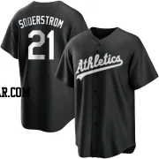 Tyler Soderstrom Youth Oakland Athletics Black/White Replica Jersey