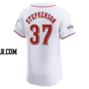 Tyler Stephenson Men's Cincinnati Reds White Elite Home Patch Jersey