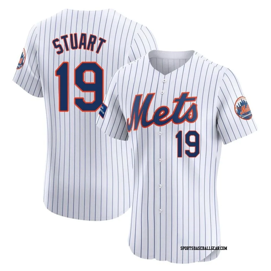 Tyler Stuart Men's New York Mets White Elite Home Patch Jersey