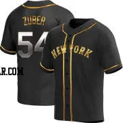 Tyler Zuber Men's New York Mets Black Golden Replica Alternate Jersey