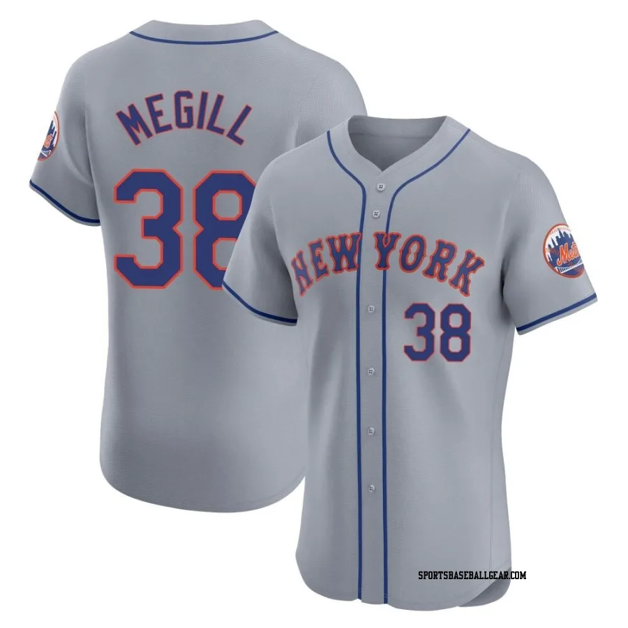 Tylor Megill Men's New York Mets Gray Elite Road Jersey