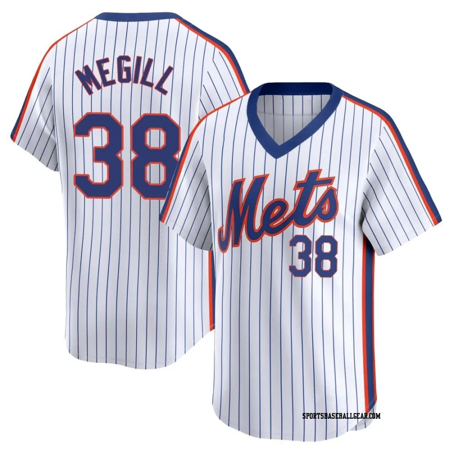 Tylor Megill Men's New York Mets White Limited Cooperstown Collection Jersey