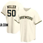 Tyson Miller Men's Milwaukee Brewers Cream Replica Home Jersey