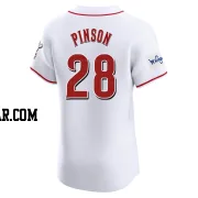 Vada Pinson Men's Cincinnati Reds White Elite Home Patch Jersey