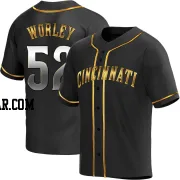 Vance Worley Youth Cincinnati Reds Black Golden Replica Alternate Jersey