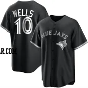 Vernon Wells Men's Toronto Blue Jays Black/White Replica Jersey