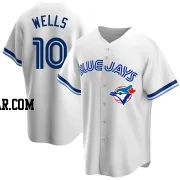 Vernon Wells Men's Toronto Blue Jays White Replica Home Cooperstown Collection Jersey