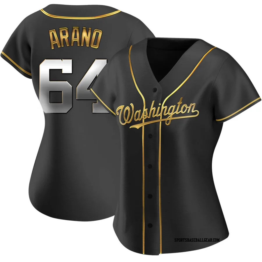 Victor Arano Women's Washington Nationals Black Golden Replica Alternate Jersey