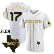 Victor Caratini Men's Houston Astros White/Gold Authentic 2023 Space City Ready 2 Reign Flex Base Jersey