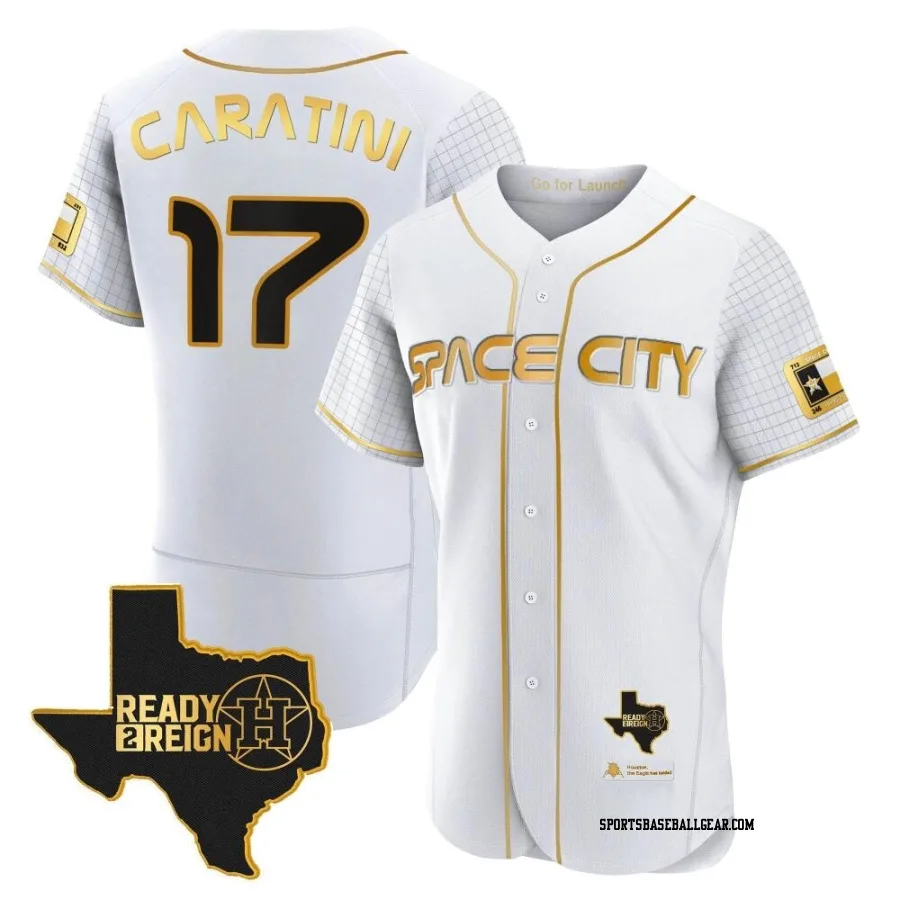 Victor Caratini Men's Houston Astros White/Gold Authentic 2023 Space City Ready 2 Reign Flex Base Jersey