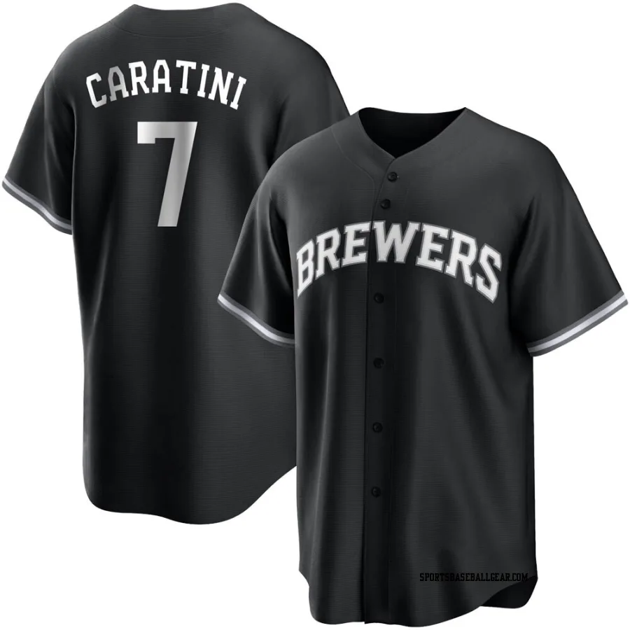 Victor Caratini Men's Milwaukee Brewers Black/White Replica Jersey