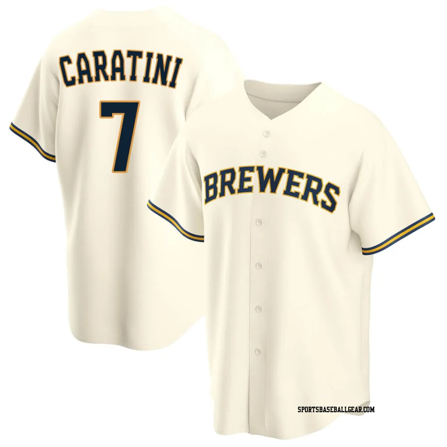 Victor Caratini Men's Milwaukee Brewers Cream Replica Home Jersey