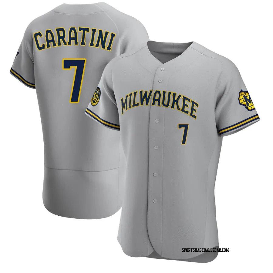 Victor Caratini Men's Milwaukee Brewers Gray Authentic Road Jersey