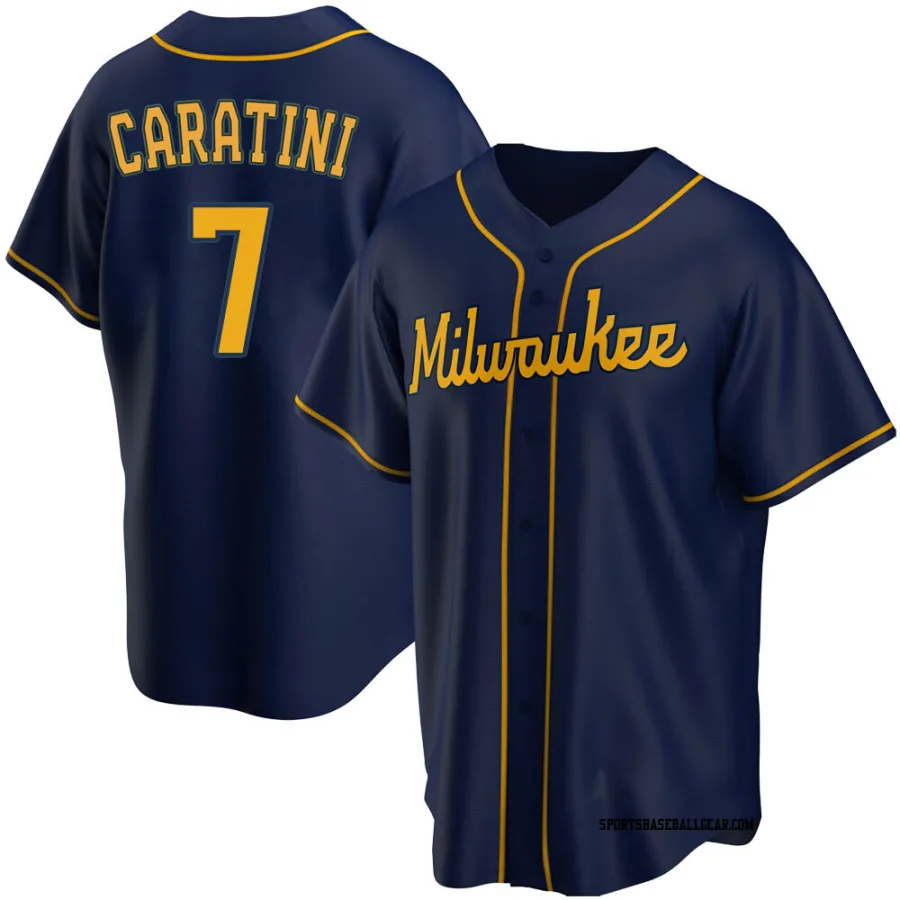 Victor Caratini Men's Milwaukee Brewers Navy Replica Alternate Jersey