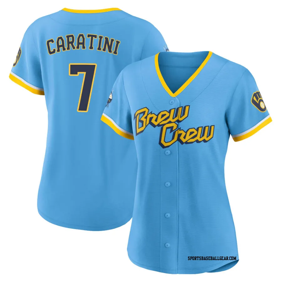 Victor Caratini Women's Milwaukee Brewers Blue Authentic Powder 2022 City Connect Jersey