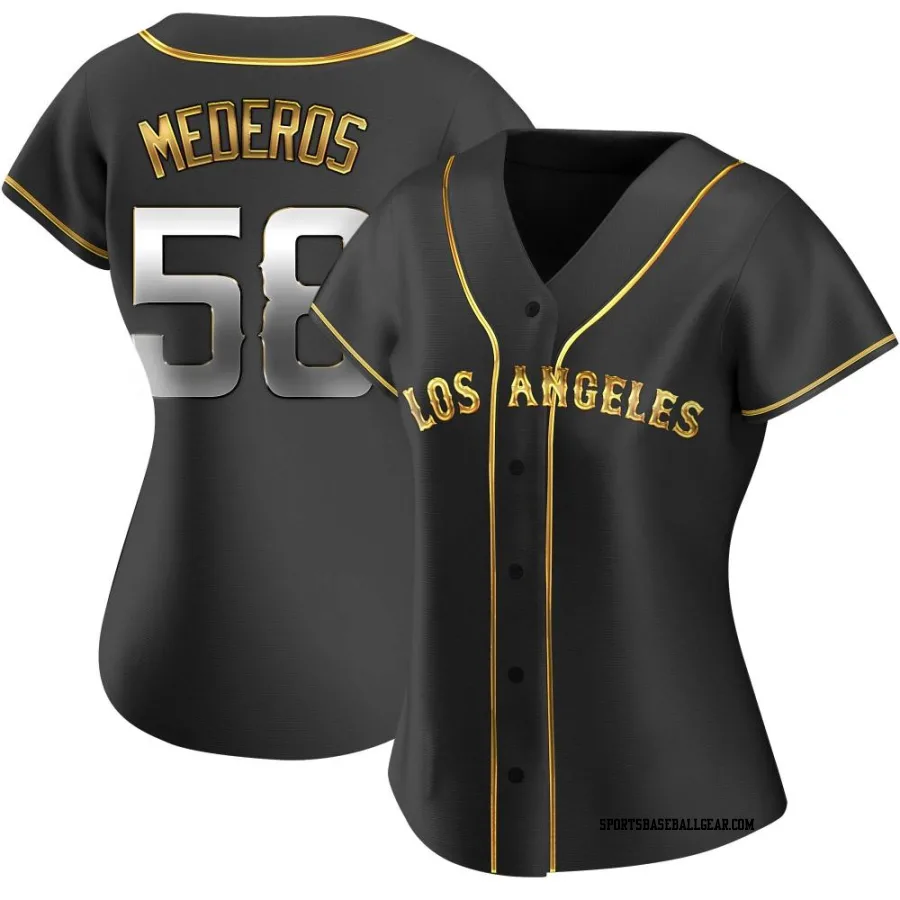 Victor Mederos Women's Los Angeles Angels Black Golden Replica Alternate Jersey