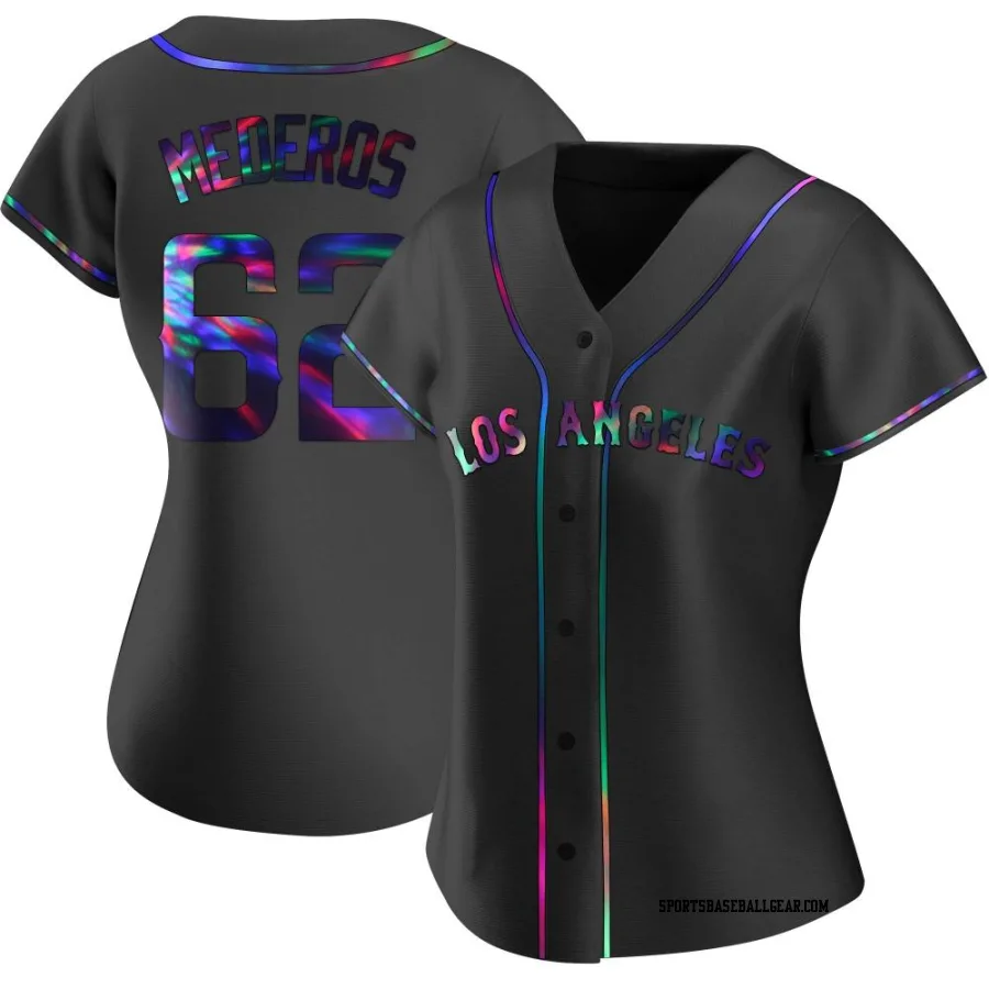 Victor Mederos Women's Los Angeles Angels Black Holographic Replica Alternate Jersey