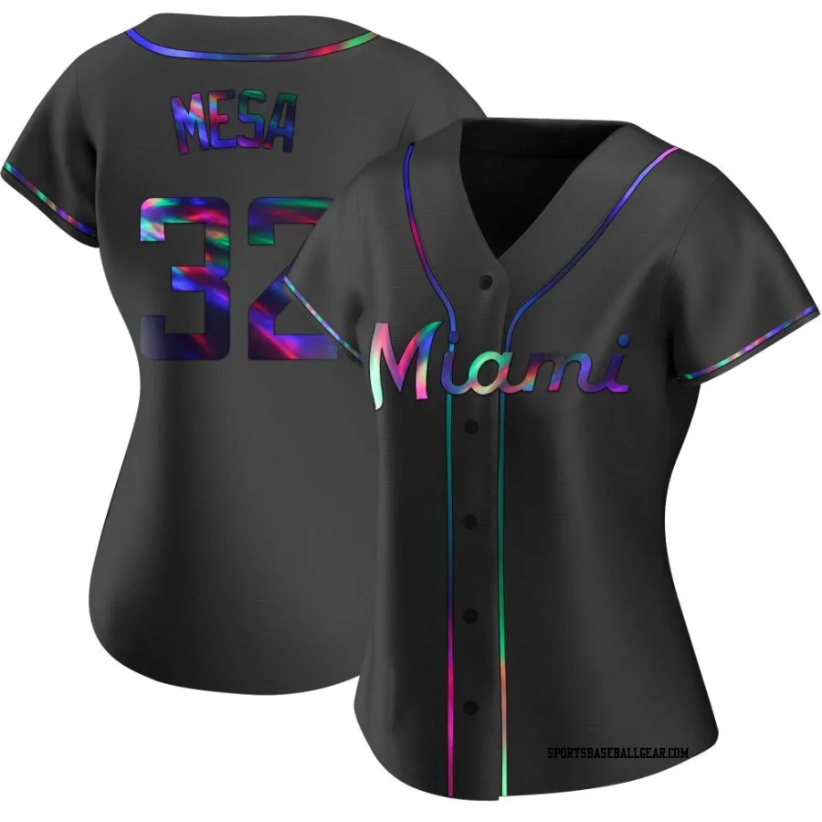 Victor Mesa Women's Miami Marlins Black Holographic Replica Alternate Jersey