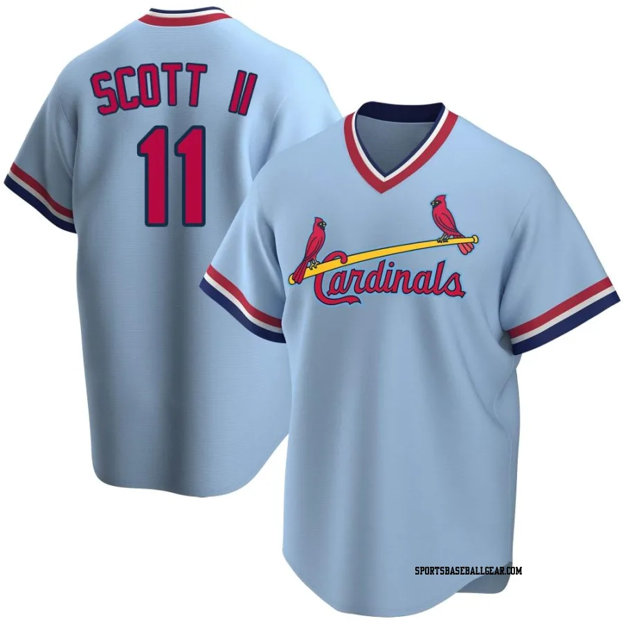 Victor Scott II Men's St. Louis Cardinals Light Blue Replica Road Cooperstown Collection Jersey