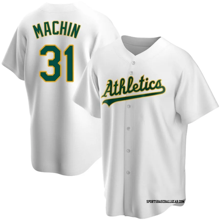 Vimael Machin Men's Oakland Athletics White Replica Home Jersey