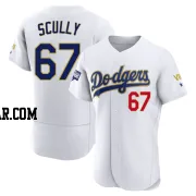 Vin Scully Men's Los Angeles Dodgers White/Gold Authentic 2021 Gold Program Player Jersey