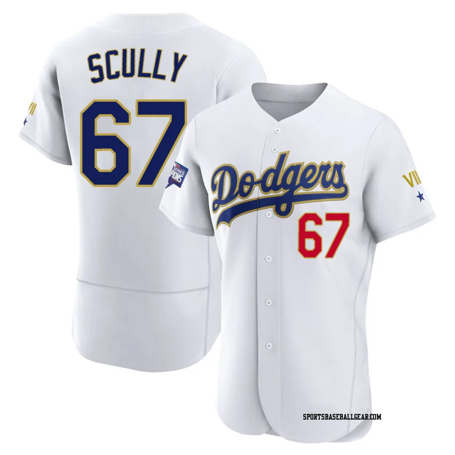 Vin Scully Men's Los Angeles Dodgers White/Gold Authentic 2021 Gold Program Player Jersey