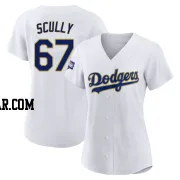 Vin Scully Women's Los Angeles Dodgers White/Gold Authentic 2021 Gold Program Player Jersey