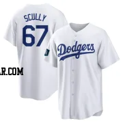 Vin Scully Youth Los Angeles Dodgers White Replica 2024 World Tour Seoul Series Home Jersey