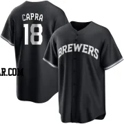 Vinny Capra Men's Milwaukee Brewers Black/White Replica Jersey