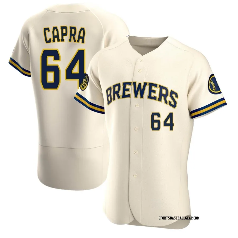 Vinny Capra Men's Milwaukee Brewers Cream Authentic Home Jersey