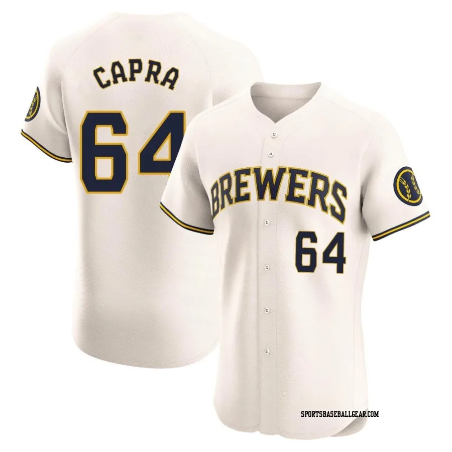 Vinny Capra Men's Milwaukee Brewers Cream Elite Home Jersey