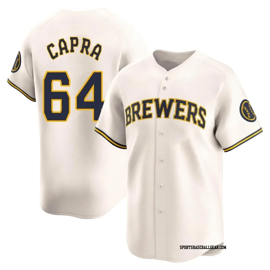 Vinny Capra Men's Milwaukee Brewers Cream Limited Home Jersey