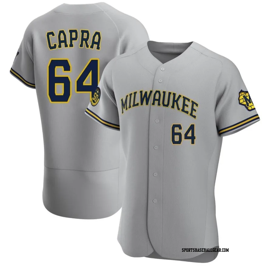 Vinny Capra Men's Milwaukee Brewers Gray Authentic Road Jersey