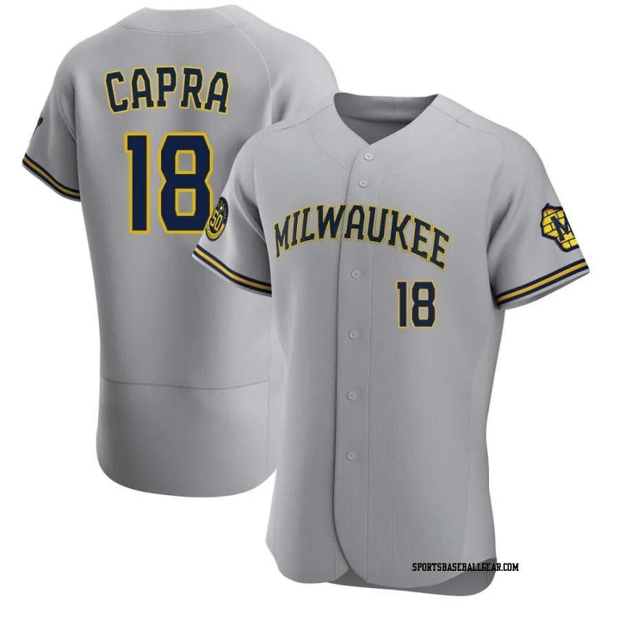 Vinny Capra Men's Milwaukee Brewers Gray Authentic Road Jersey