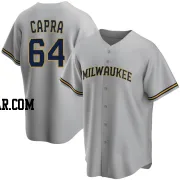 Vinny Capra Men's Milwaukee Brewers Gray Replica Road Jersey