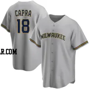 Vinny Capra Men's Milwaukee Brewers Gray Replica Road Jersey