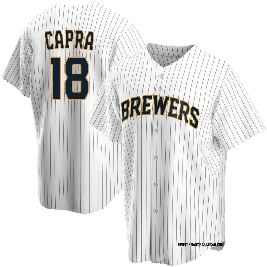 Vinny Capra Men's Milwaukee Brewers White Replica Home Jersey