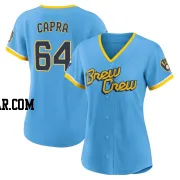 Vinny Capra Women's Milwaukee Brewers Blue Authentic Powder 2022 City Connect Jersey