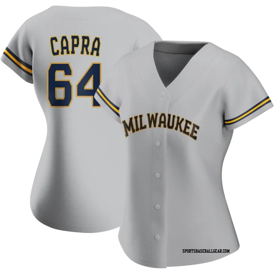 Vinny Capra Women's Milwaukee Brewers Gray Authentic Road Jersey