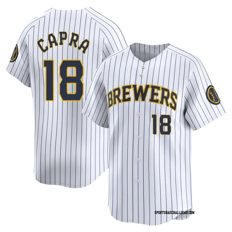 Vinny Capra Youth Milwaukee Brewers White Limited Alternate Jersey