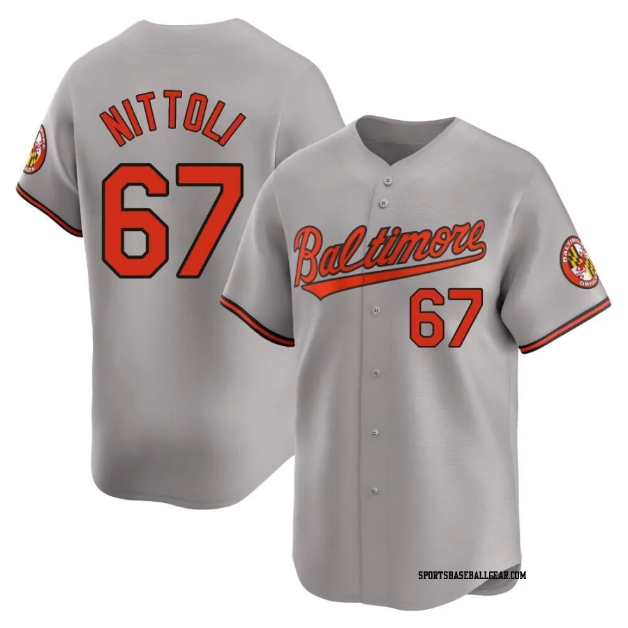 Vinny Nittoli Men's Baltimore Orioles Gray Limited Road Jersey