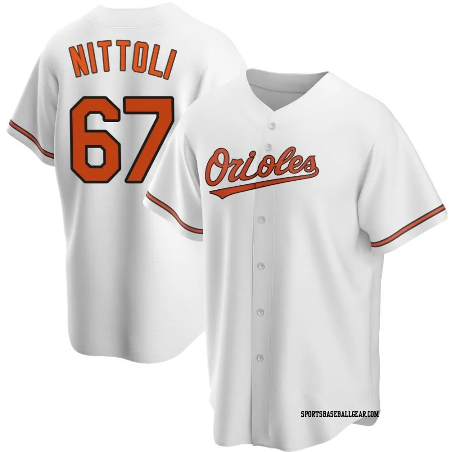 Vinny Nittoli Men's Baltimore Orioles White Replica Home Jersey