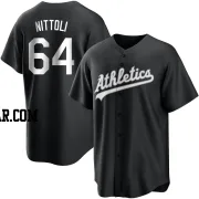 Vinny Nittoli Men's Oakland Athletics Black/White Replica Jersey