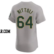 Vinny Nittoli Men's Oakland Athletics Gray Elite Road Jersey