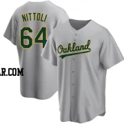 Vinny Nittoli Men's Oakland Athletics Gray Replica Road Jersey