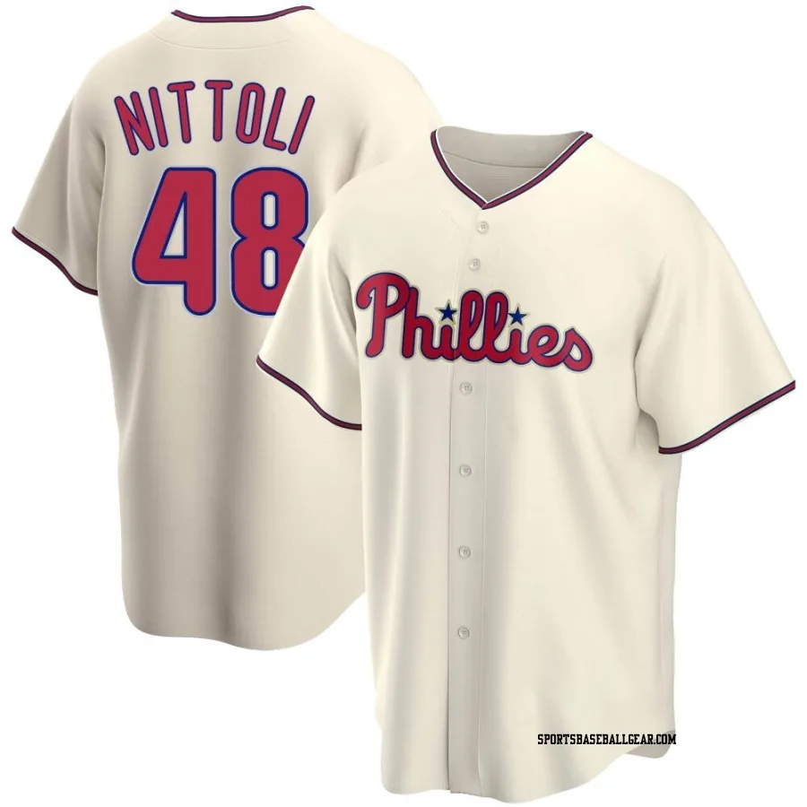 Vinny Nittoli Men's Philadelphia Phillies Cream Replica Alternate Jersey