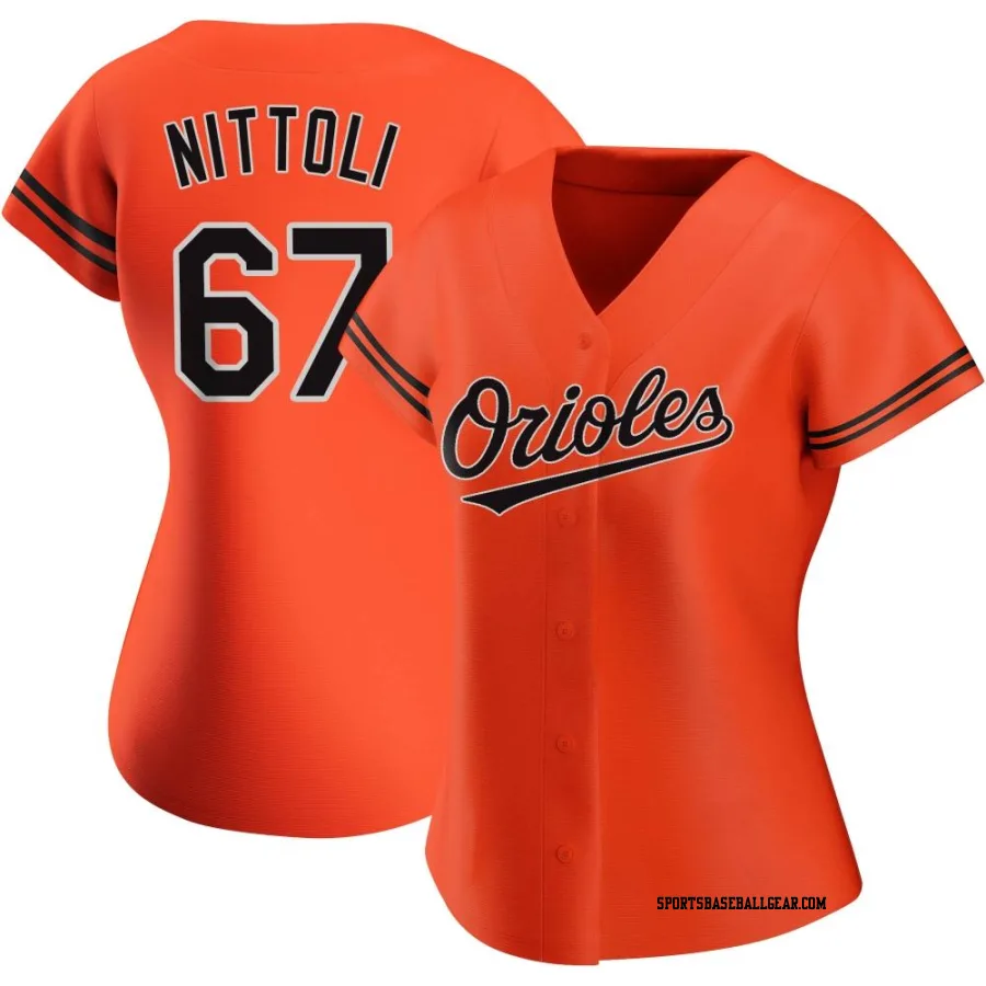 Vinny Nittoli Women's Baltimore Orioles Orange Replica Alternate Jersey