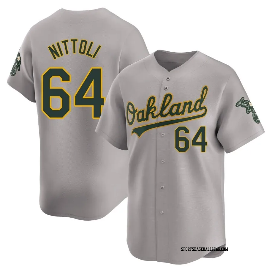 Vinny Nittoli Youth Oakland Athletics Gray Limited Away Jersey